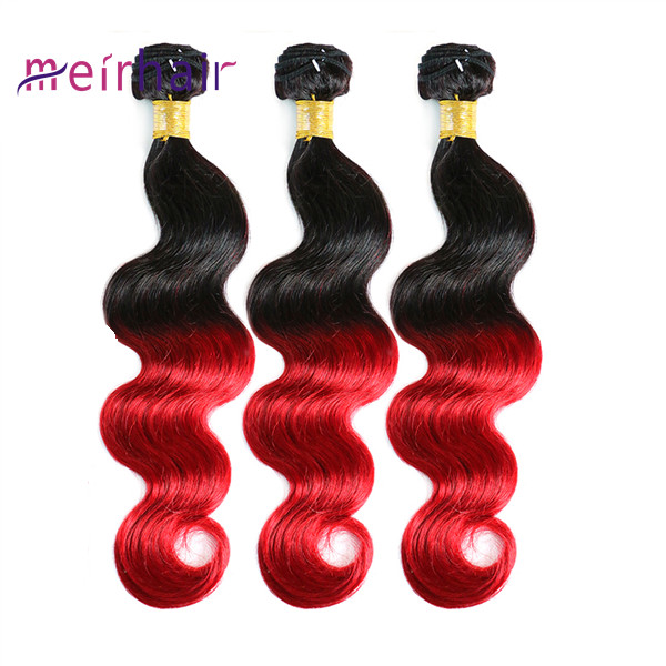 100 Human Hair Extensions Body Wavy Tb Red